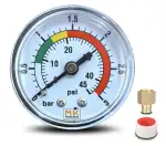 Poolfilter-Manometer 0-3 bar / 45 PSI, 1/4" NPT Messinganschluss axial, 2" Zifferblatt, für Sandf...