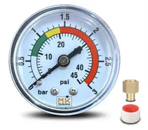 Poolfilter-Manometer 0-3 bar / 45 PSI, 1/4" NPT Messinganschluss axial, 2" Ziffe