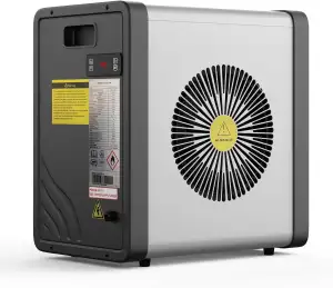 Mini-Wärmepumpe für Pools – 5 kW, steckerfertig, leise (29–45 dB), COP 5,5, 220–