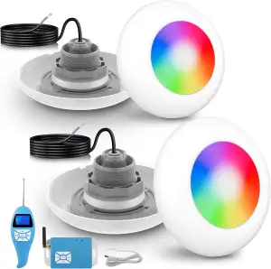 LyLmLe LED Poolscheinwerfer mit Außengewinde 2", 15W RGB Poolbeleuchtung mit Con