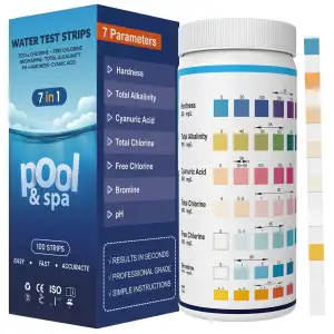 7-in-1 Pool Teststreifen für Spa | Genauer Whirlpool Messstreifen und Wassertest