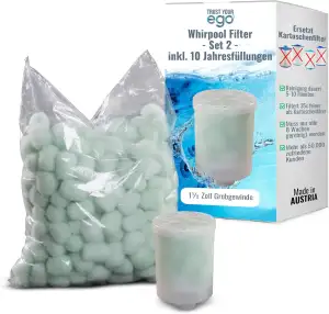 EGO3 Whirlpool Filter Set 2 1½ Zoll Grobgewinde + 10 Jahresfüllungen – ersetzt K