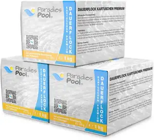 Paradies Pool Flockungsmittel Flockkartuschen 24 x 125 g = 3 kg, geeignet für Sandfilteranlagen zur Trübungsentfernung Beseitigung Schwebstoffe