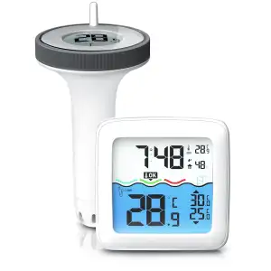 CSL - Funk Poolthermometer digital – Basisstation mit Schwimmer – Wassertemperat