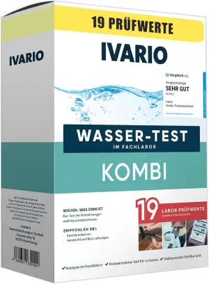 IVARIO Labor-Wassertest Kombi (19-in-1) für Trinkwasser, Experten-Analyse im Deutschen Fachlabor. Leitungswasser-Test mit 19 Prüfwerten