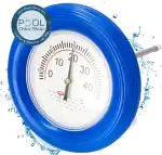 Pool Thermometer mit Schwimmring I Wasserthermometer für Pool/Badewanne/Teich & Schwimmbad I Badewasser Thermometer mit Befestigungsschnur I Analoger Wassertemperaturmesser