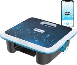 SK02 Solar Pool Skimmer Roboter, Solarbetriebener Poolroboter Akku, Duale Ladeoptionen, Wassertemperatursensor, App-Steuerung, 24/7 Automatischer Skimmer Poolreiniger