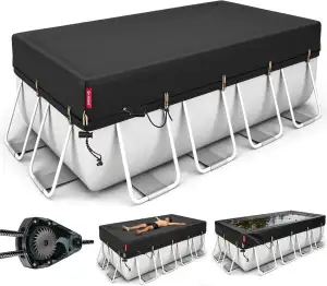 QH.Home 2025 Upgrade Ultimate Winddichte: Rechteckige Poolabdeckung mit schnell 