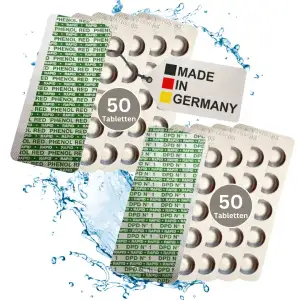 100 Rapid Test-Tabletten für Schütteltester - 50x pH-Wert Phenol Red - 50x DPD1 