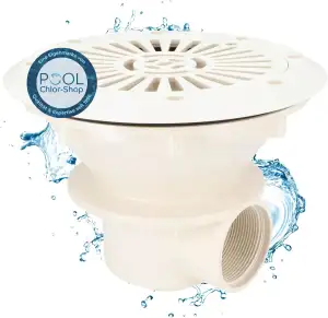 ABS Bodenablauf mit Deckel I Pool Hauptablauf inkl. Flansch, Dichtungen & Schrauben I Wasserablauf für alle Pools I Gesamtdurchmesser von 230 mm I Hochwertiges Pool Zubehör in Weiß