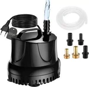 Aquarium Pumpe 25W 1500L/H Tauchpumpe Wasserpumpe Klein Ultra Leise Teichpumpe Mini Wasserpumpen Mit 1,8m Kabel,4 Düsen Wasserpumpe Springbrunnenpumpe für Aquarien, Teich, Hydrokultur,Brunnen