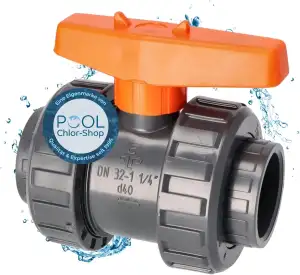 2-Wege Pool Kugelhahn S6 mit 40mm Klebemuffe metrisch | Drehschieber für Schlauch oder Rohr | Absperrhahn für Pool | PVC-U Klebe-Fitting I Hochwertiges Pool Zubehör