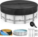 Poolabdeckung Runde Ø 304 Für Ø260-300cm Pools,Pool Abdeckplane mit Kordelzug & Erdankern, Schwim...
