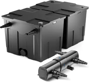 Wiltec Komplettset: CBF-350B Teichfilter bis 60000 L Teichfilteranlage als Durchlauffilter, CUV-224 Teichklärer UVC Klärer mit 24 Watt UV-C Leistung