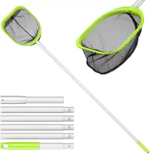Mowend 185cm Pool Kescher, Poolreinigung Kescher Feinmaschig mit Stab 1,5M Langer Aluminiumstange, 20cm Tief Kescher für Pool, Spa, Teiche, Whirlpools