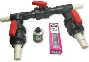 Premium Pool Bypass Set 50mm inkl. 32/38 mm Schlauchanschluss I Bypass-Kit 15-te