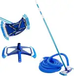 Arebos Poolbürste | Poolreiniger | Pool| Bodenreiniger | Saugbürste | Teleskopstange | Poolsauger mit Schlauch | Sauger für Poolboden | manueller Poolsauger