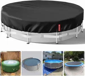 Poolabdeckung Rund 305, Verdicktes 420D Pu Pool Winterabdeckung, UV-Schutz Poola