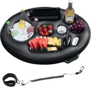 Aufblasbare Getränkehalter Pool 9 Löcher, Schwimmendes Tablett mit Zugseil 75x50 Große Kapazität Floating Coasters 2 in1 Schwimmender Pool Bierhalter Poolbar Zubehör für Sommer Schwimmbad Party