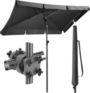 4smile Sonnenschirm Balkon SunnyShade 3-in-1 SET, Anthrazit - 200 x 125 cm Sonne