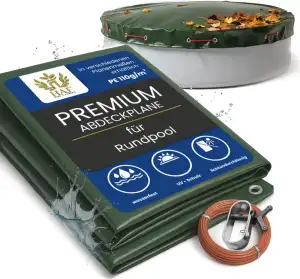 HAF Poolabdeckung Rund für Ø 600 cm - Winterfeste Abdeckplane zur Poolabdeckung 