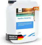 PoolPur Metall-EX flüssig – Reinigungsmittel gegen Kalk und Metall im Pool – entfernt Ablagerungen – für kristallklares Wasser & saubere Beckenwände – Poolreiniger mit Chlor (10 l)