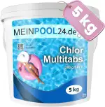 5 kg MEINPOOL24.DE Chlor Multitabs 5 in 1-200 g Tabs Multi Chlortabletten - 5 Phasenwirkung für sichere und saubere Poolpflege - hygienisches Poolwasser - Made in Europe - für kristallklares Wasser