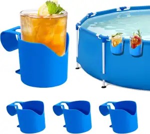 Pool Getränkehalter Set 4 Stück,Pool Zubehör Spaß, Poolrand Installieren Schwimmbäder Haken-Design, Poolumrandung für Schwimmbecken für Familien, Deko und Schwimmbecken Zubehör