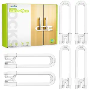 6er Pack Kindersicherung Schrank Wiederverwendbare, U-förmige Schranksicherung Baby, Türsicherung Kinder, Baby Sicherung für Schränke, Tür, Schubladen, Kühlschrank, Knopf, Griff, Einfach zu Verwenden