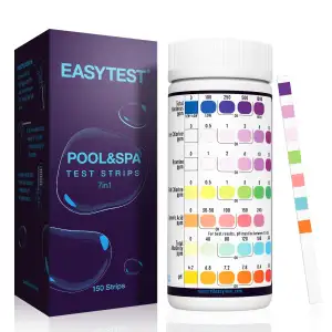 EASYTEST 7 IN 1 Pool Teststreifen für Pools und Spas - 150 - pH, Brom, Gesamtalk