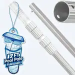 Poolstange Teleskopisch 12 FT (365 cm), Poolkescherstange, Verstellbare 3-Teilige Aluminium-Poolnetzstange, Ausziehbare Poolbürstenstange, Poolreinigungsstange, Robuste Schwimmbadstange