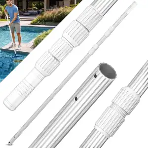 tillvex Pool Teleskopstange 1,20-3,60m | Aluminium Poolstange | Stange zur Poolreinigung 3-teilig | Weiß
