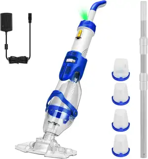 VIVOHOME 250cm Kabelloser Poolsauger Absaugung bis zu 72LPM tragbar Poolreiniger mit 4 Filterbeutel 2,6L für Pool Whirlpools Schwimmbad und Spa