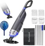 Pool Staubsauger mit Akku, 2026 Upgraded Whirlpool Sauger mit 4 Filter und Teleskopstangen (Grau)