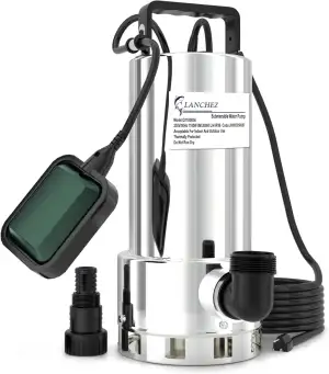 LANCHEZ 1100W Schmutzwassertauchpumpe, 20.000 l/h, max Förderhöhe 8 m, max Einta