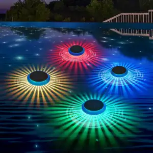 Poolbeleuchtung solar,Pool Lichter Schwimmend mit Farbwechsel,wasserdichte Schwimmende Solarleuchten für oberirdische Pools,Whirlpools, Teiche, Garten, Pool Deko,Teichbeleuchtung (4, RGB)