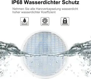 LED Poolbeleuchtung, PAR56 Schwimmbadleuchten, IP68 Wasserdichte Poolleuchte, 40