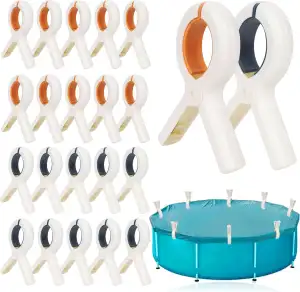 Nerien 20 Stück Groß Pool Klammern Klemmzwinge - Poolabdeckung Befestigungsklammern Poolklammern Federklemme Set, Einhandzwingen Klammer für Schwimmbadzubehör Wäscheklammer