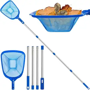 185 cm Pool Kescher, Poolkescher Fein mit Teleskopstange, Poolreinigung Pool Kes