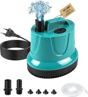 EXLECO Aquarium Pumpe 85W 4000L/H, Schmutzwasserpumpe Tauchpumpe Flachsaugend, Kleine Wasserpumpe, Aquarium Luftpumpe, Fasspumpe, Brunnenpumpe, Strömungspumpe, Umwälzpumpe für Teich(Grün)
