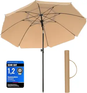 SONGMICS Sonnenschirm, 160 cm, Sonnenschutz UPF 50+, um 30° in 2 Richtungen neig