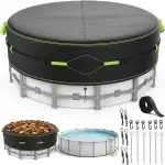 Poolabdeckung Runde Ø 365, Pool Abdeckplane Passgenau Für Ø320-360cm Pools, mit Kordelzug & Erdan...
