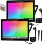 NATPOW LED Strahler Außen, 100W RGB Strahler mit Fernbedienung, LED Fluter Flutlichtstrahler Farbwechsel Scheinwerfer mit 16 Farben 4 Modi, IP66 Wasserdicht Flutlicht für Gärten, Innenhöfe