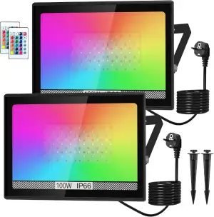 NATPOW LED Strahler Außen, 100W RGB Strahler mit Fernbedienung, LED Fluter Flutl