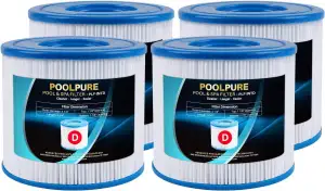 POOLPURE Filterkartusche Type D für Summer Waves, Pool-Filterkartuschen für Pool Pump SFS-350/600, RP-350, RX-600 (4)