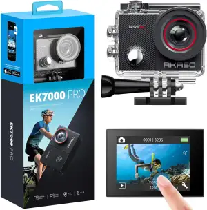 AKASO Action Cam 4K 20MP WiFi 40M Unterwasserkamera Wasserdicht Ultra HD Touchscreen Einstellbar Weitwinkel EIS Actioncam mit 2.4G Fernbedienung und 25 Zubehör Kit