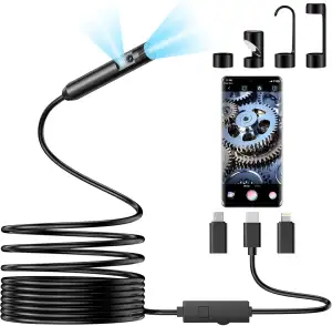 Endoskopkamera mit Licht,1920P HD Doppellinse Endoskopkamera Handy mit 8 +1 LED 
