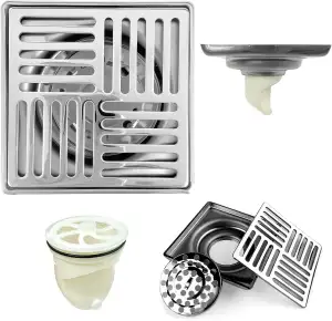 Badezimmer Bodenablauf Ablassen Siebdeckel Gitter Quadrat Duschrinne Edelstahl A