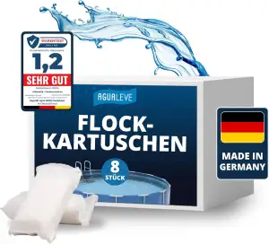 AGUALEVE® Flockmittel Pool Kartuschen 8 x 125g | flockt Verunreinigungen für kla