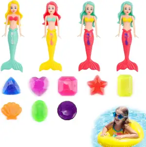 0XBIT Tauch Spielzeug für Kinder, 12 Stück Tauchspielzeug Sinken Schnell, Meerjungfrau Pool Spielzeug und Tauchsteine für Schatzsuche am Strand und Tauchtraining